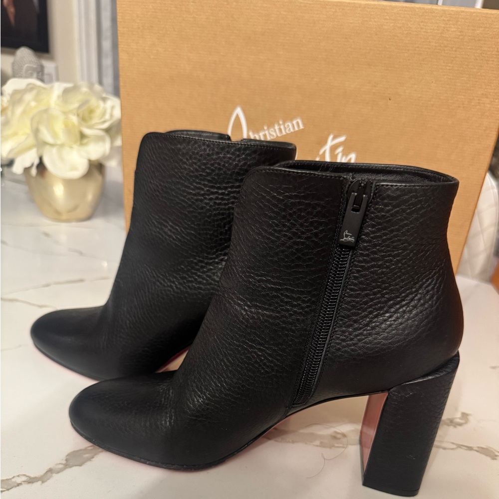 Christian Louboutin Textured Black Ankle Booties